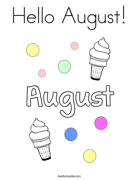 Hello August! Coloring Page
