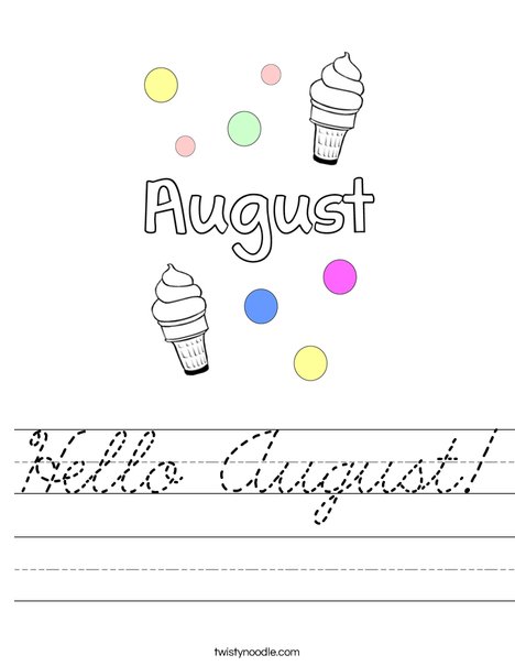Hello August! Worksheet
