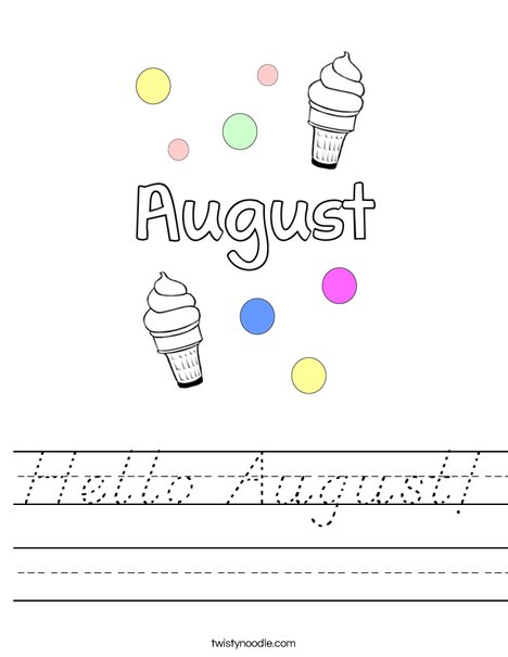 Hello August! Worksheet