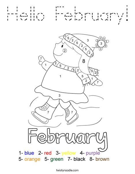 Hello February Coloring Page
