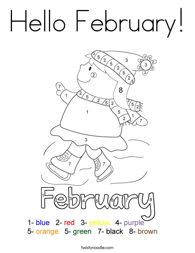 Hello February! Coloring Page