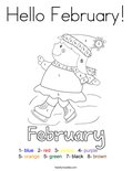 Hello February! Coloring Page