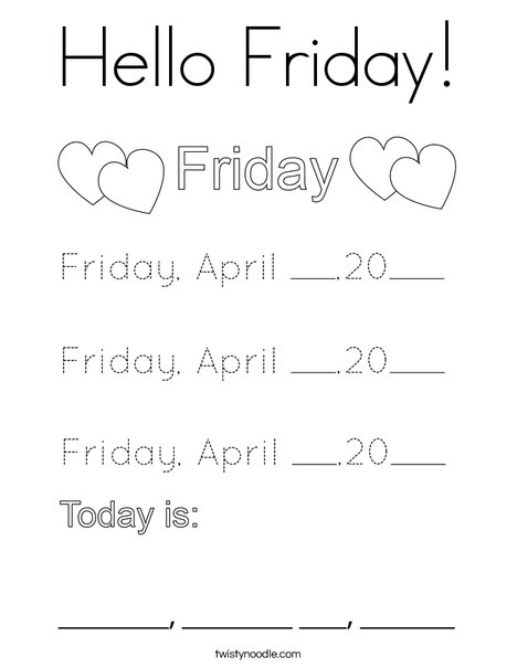 Friday Coloring Pages For Kids - Hello Friday 2 Coloring Page Png 468x609 Q85 