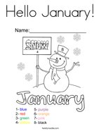 Hello January Coloring Page