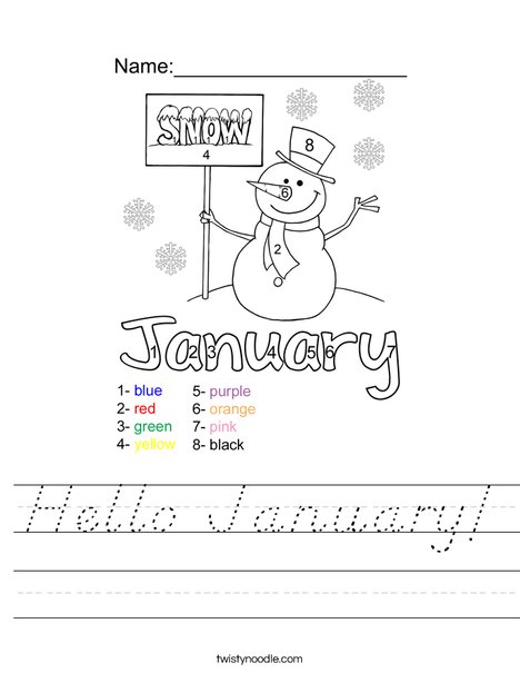 Hello January Worksheet