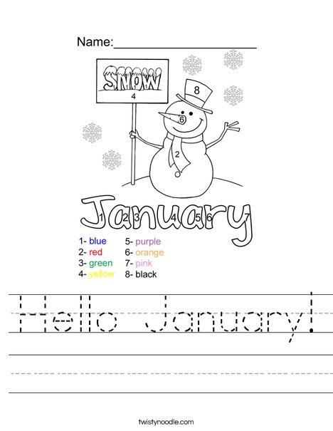 Hello January Worksheet Twisty Noodle Hello January Worksheet Twisty Noodle