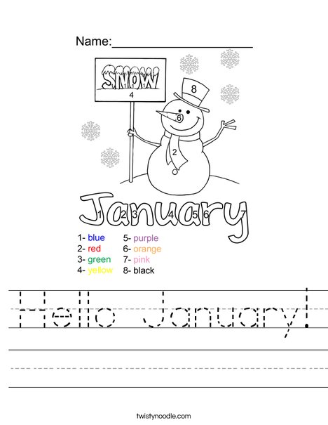 Hello January Worksheet