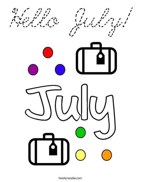 Hello July! Coloring Page