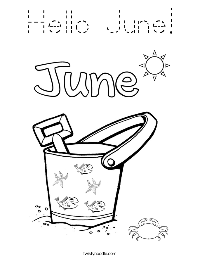 Hello June Coloring Page - Tracing - Twisty Noodle