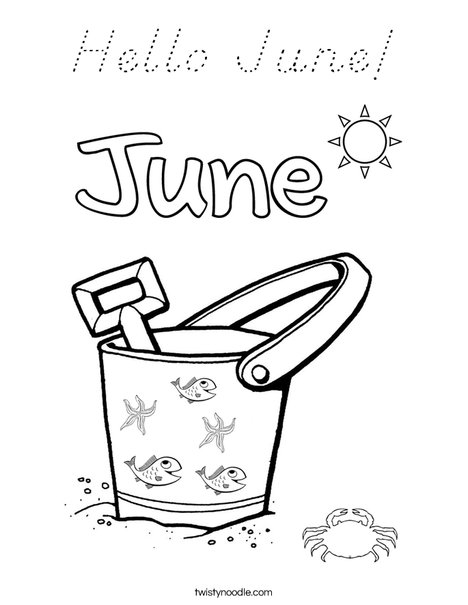 Hello June Coloring Page - D'Nealian - Twisty Noodle