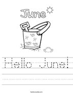 Hello June Handwriting Sheet