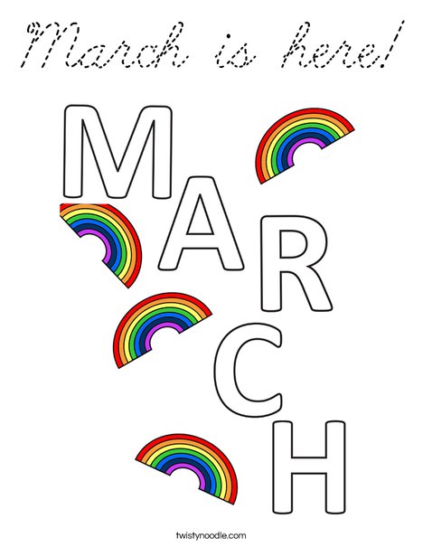 March is Here! Coloring Page
