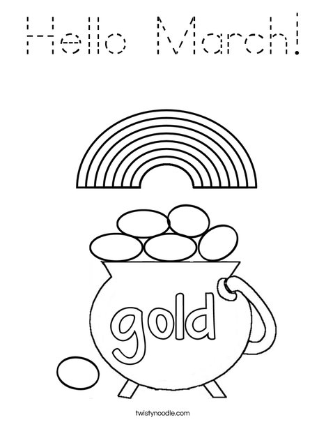 Hello March! Coloring Page