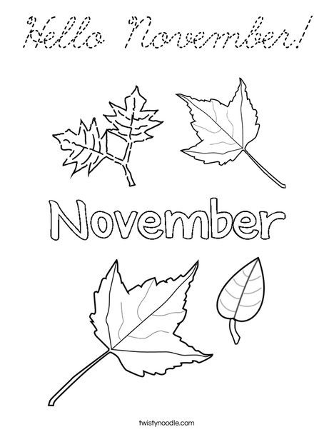 Hello November! Coloring Page