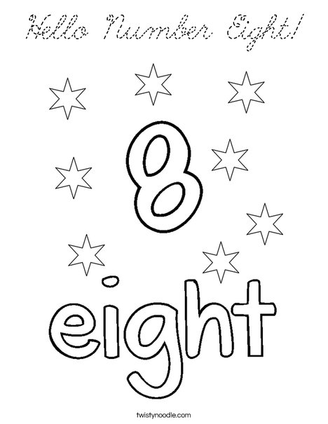 Hello Number Eight! Coloring Page