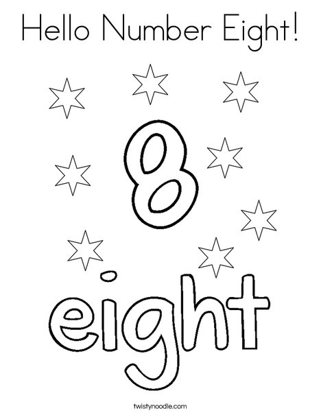 Hello Number Eight! Coloring Page