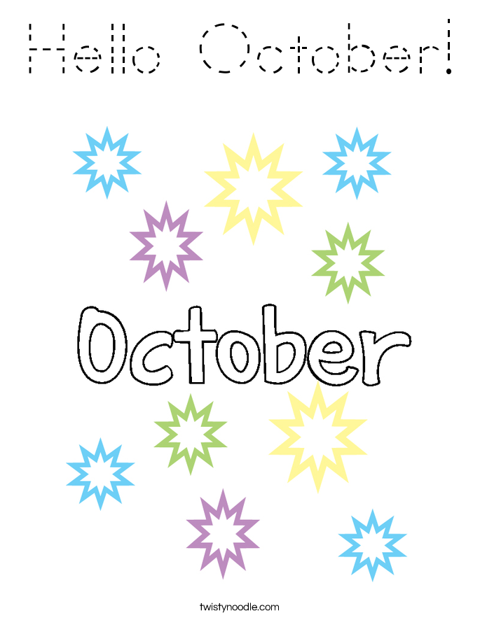 Hello October! Coloring Page