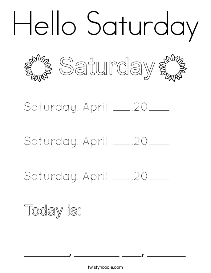 Hello Saturday Coloring Page - Twisty Noodle