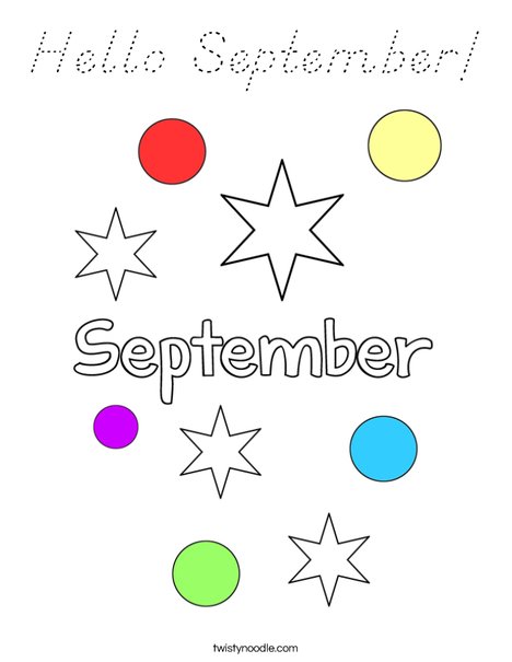 Hello September Coloring Page