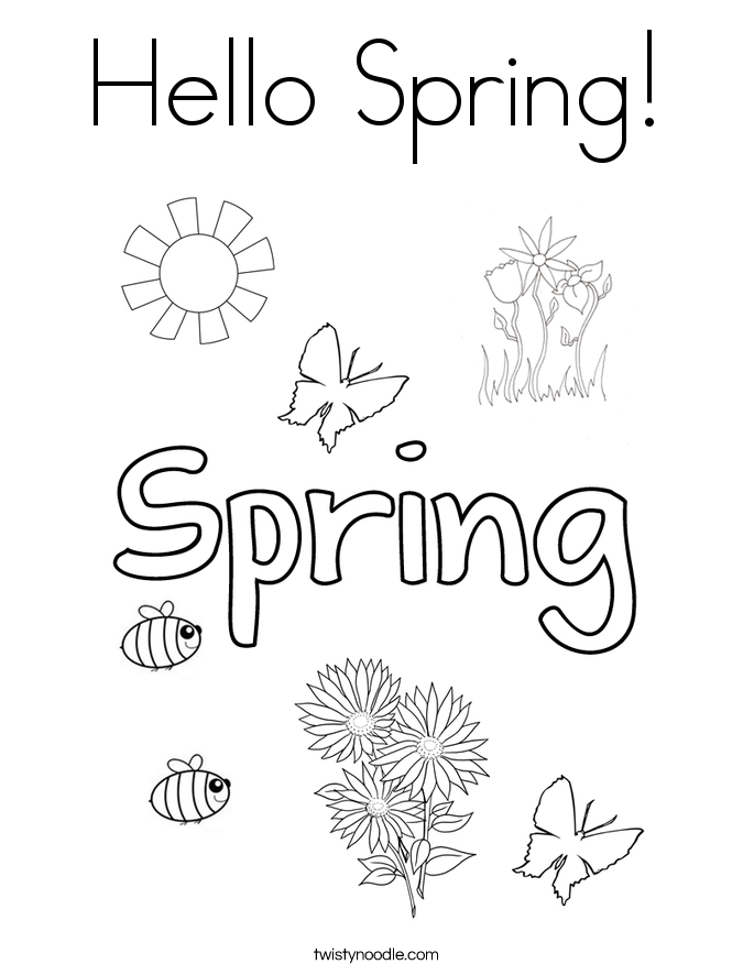 Hello Spring Coloring Page - Twisty Noodle