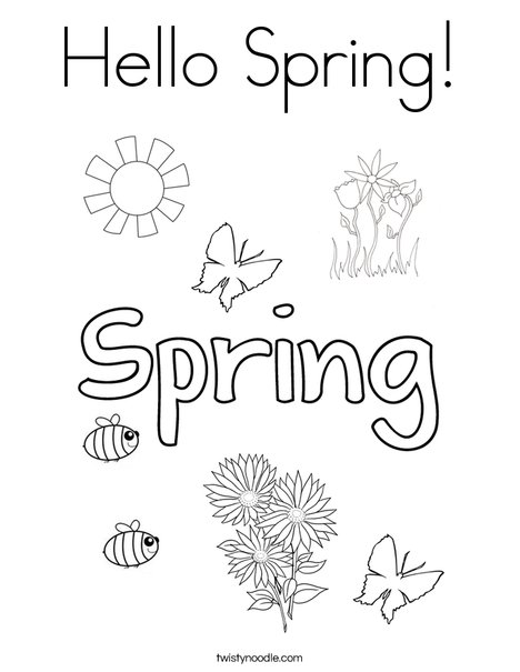 Hello Spring! Coloring Page