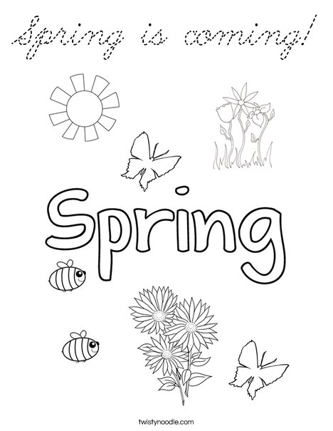 Hello Spring! Coloring Page