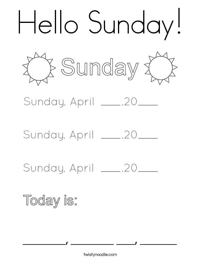 Hello Sunday! Coloring Page