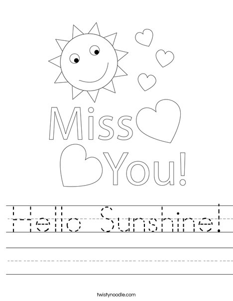 Hello Sunshine! Worksheet