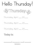 Hello Thursday Coloring Page
