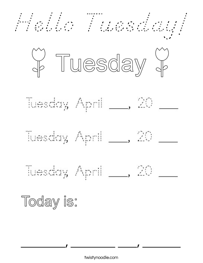 Hello Tuesday! Coloring Page