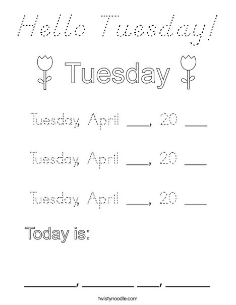 Hello Tuesday! Coloring Page