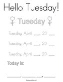 Hello Tuesday Coloring Page