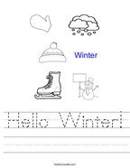 Hello Winter Handwriting Sheet