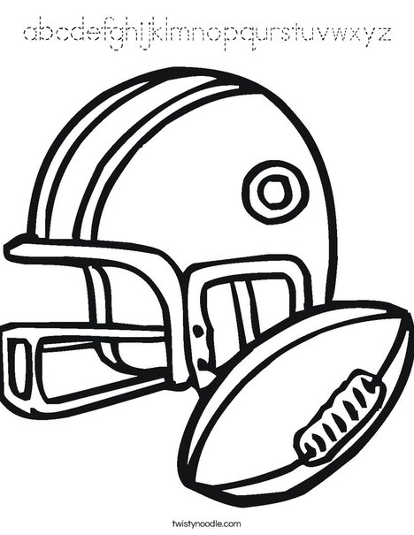 Football Helmet and Ball Coloring Page