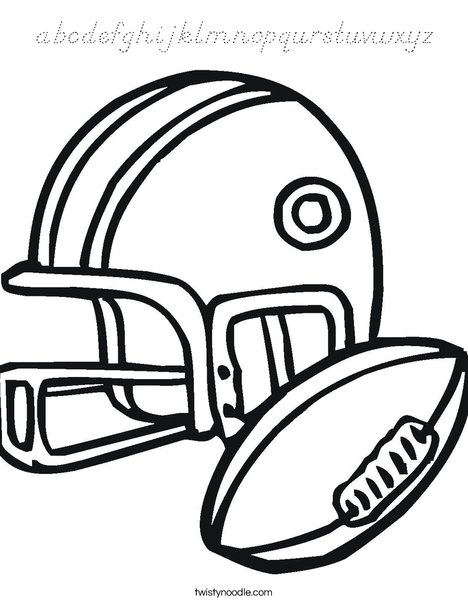 Football Helmet and Ball Coloring Page