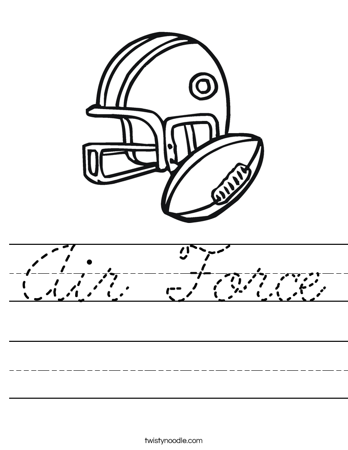 Air Force Worksheet - Cursive - Twisty Noodle