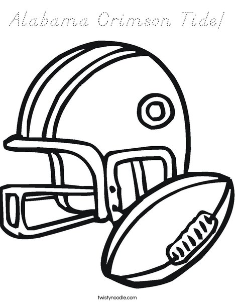 Football Helmet and Ball Coloring Page