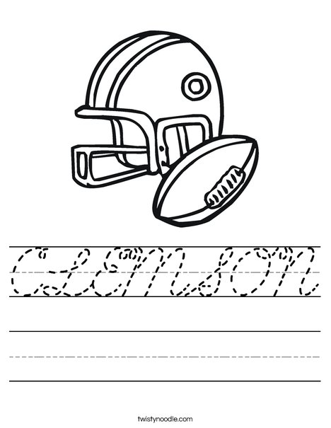 Football Helmet and Ball Worksheet