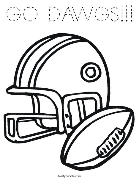 Football Helmet and Ball Coloring Page