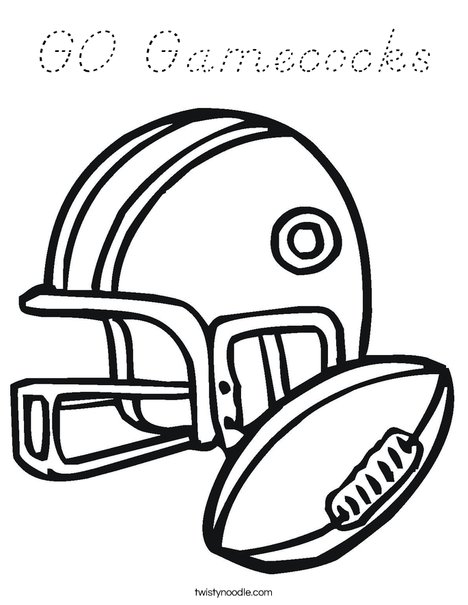 Football Helmet and Ball Coloring Page