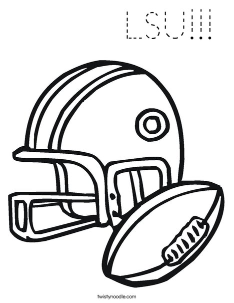 Football Helmet and Ball Coloring Page