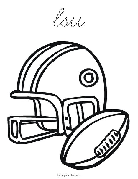 Football Helmet and Ball Coloring Page