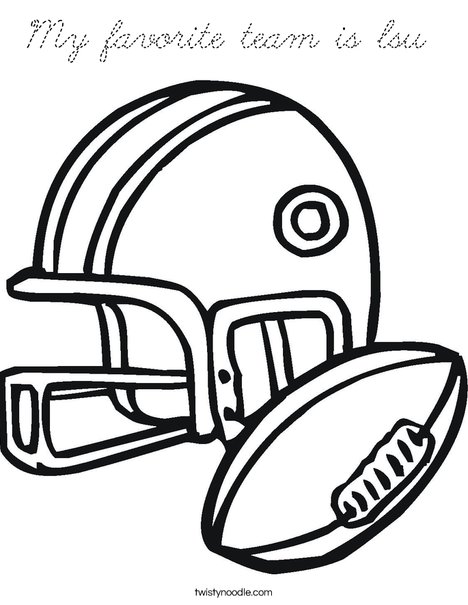 Football Helmet and Ball Coloring Page