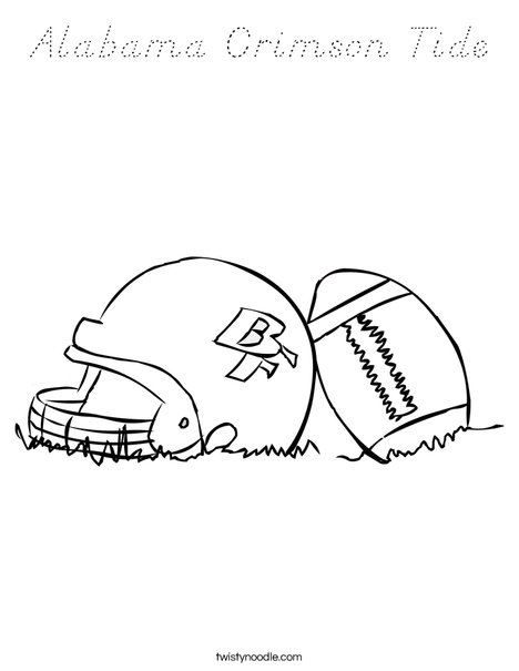 Helmet and Football Coloring Page
