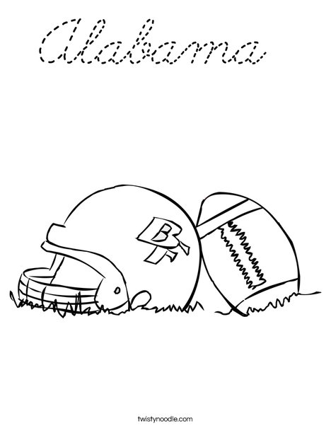 Helmet and Football Coloring Page