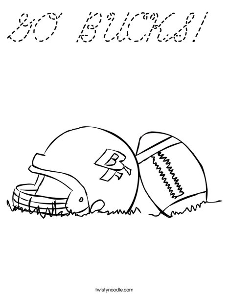 Helmet and Football Coloring Page