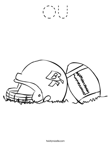 Helmet and Football Coloring Page