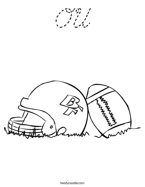 Helmet and Football Coloring Page