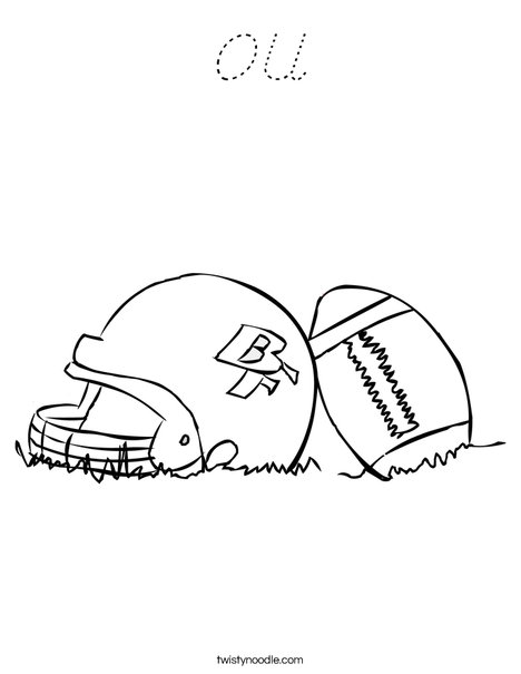 Helmet and Football Coloring Page