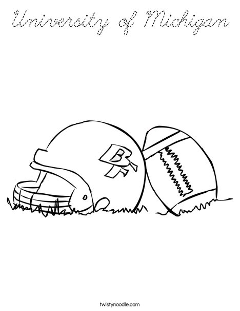Helmet and Football Coloring Page